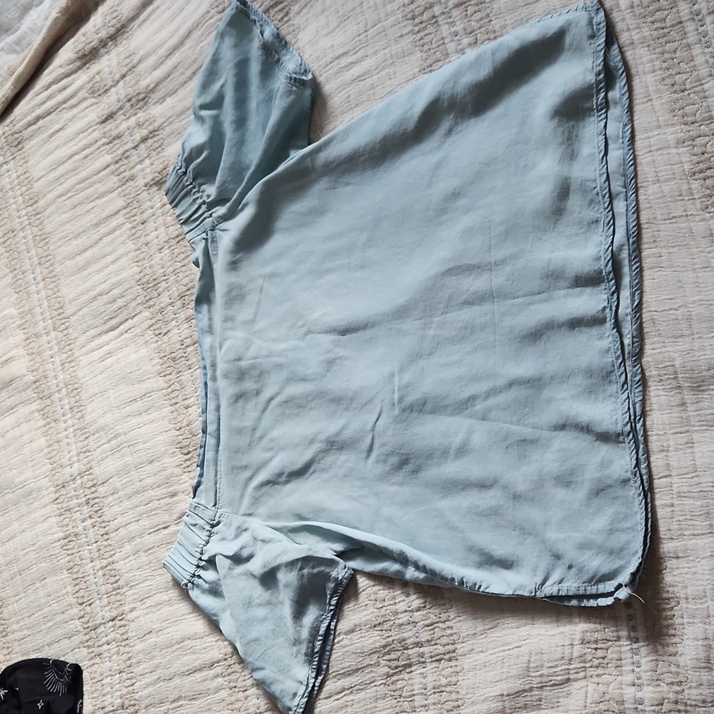 Off shoulder light blue blouse